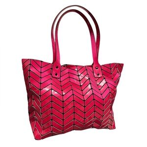 Patritzia Luca Shiny Red Chevron Geometric Tote Handbag
